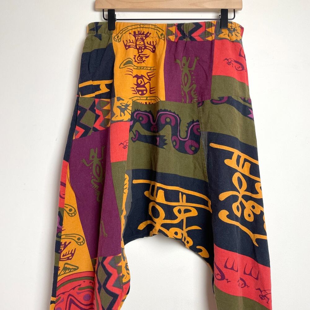 Thai Patchwork Drop Crotch Harem Pants Medium Boh… - image 2